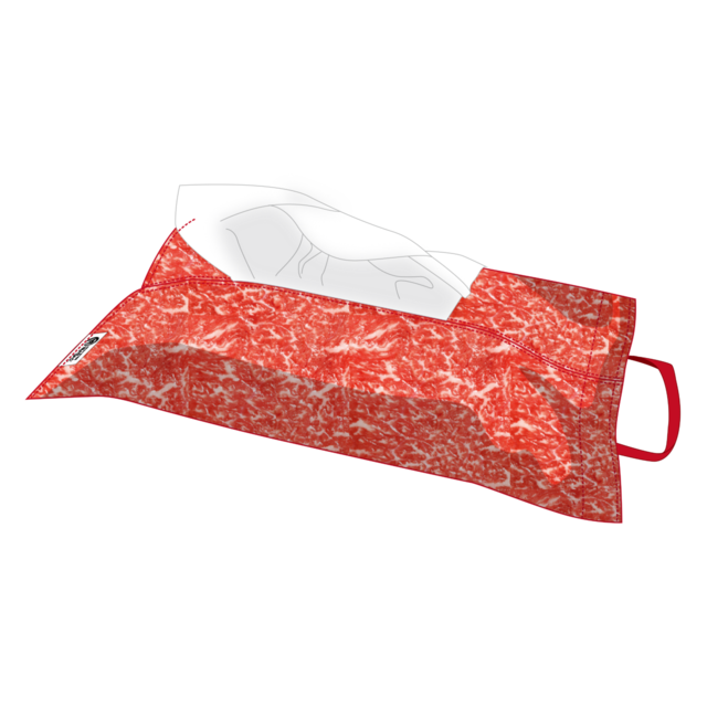 「肉柄ティッシュカバー」<価格:3,000円(税込)>【【焼肉きんぐ】4,000円分のクーポン&オリジナルグッズ付き!「焼肉きんぐの福袋2026(3,000円)」公式アプリで抽選受付中!】