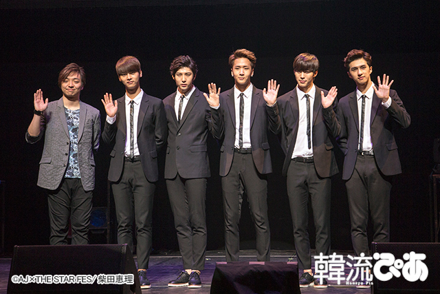 左から三浦大知、VIXXエン、レオ、ラビ、ホンビン、ケン　会見「AJ×THE STAR FES」＠神奈川・パシフィコ横浜 国立大ホール