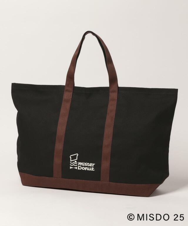「トートバッグ（ブラック×ブラウン）」＜価格：5,990円（税込）＞【LEPSIMが「ミスタードーナツ」と初コラボ！ミスドロゴやドーナツがアパレル＆雑貨になって登場！】