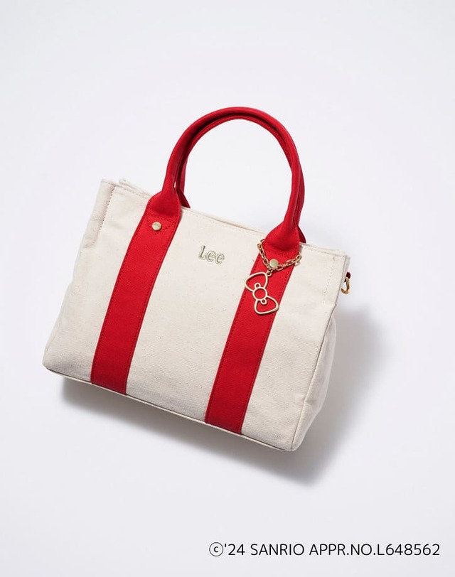 【 リボンチャーム付き 】Lee別注 スクエアキャンバストートバッグ（レッド／ブラック）　¥4,398（税込）