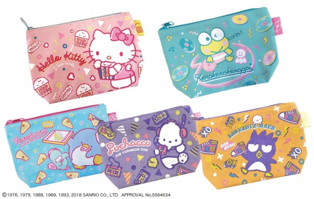レトロかわいい♪ キティ、けろっぴ他が描かれたポーチ発売、全5種を