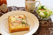 【卵とベーコンのマヨトースト】朝ごはんイメージ