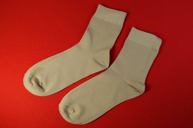 ワークマン×ファンケル保湿成分配合肌着/Rich Moist Veil ソックス 399円（税込）濃いベージュ　