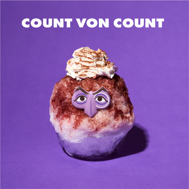 カウント伯爵（アメリカンチェリー＆レアチーズ）  ￥1,980【SESAME STREET MARKETのキャラクターかき氷】