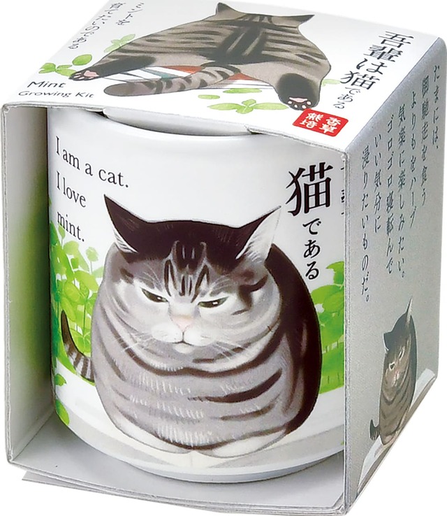 【聖新陶芸「お芽でたおちょこ　吾輩猫」】01ミント