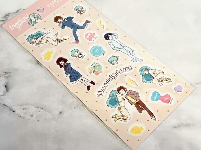 【100円ショップ×うる星やつら】クリアのスマホケースに散りばめるように貼ってもかわいいですね♪