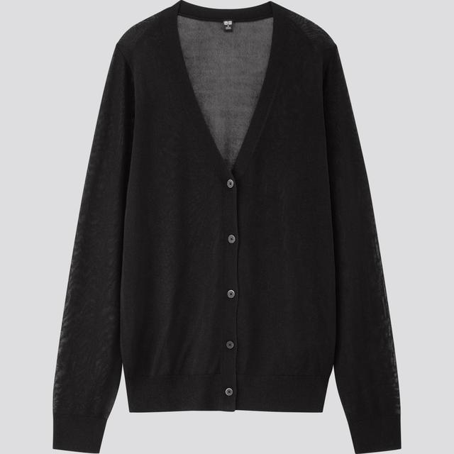 ライトVネックカーディガン（長袖）BLACK