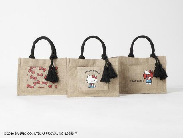 【ハローキティ】ジュートタッセルトート・価格：￥2,200（税込）