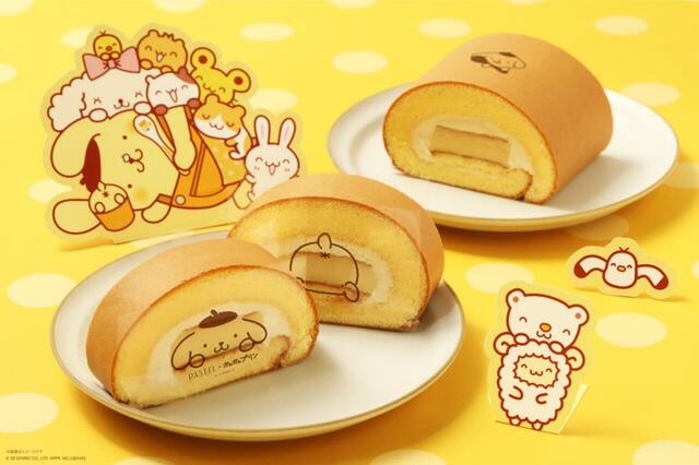 「ポムポムプリンのふわふわロール」＜価格：ハーフ1,280円（税込）/ カット500円（税込）＞【【パステル×ポムポムプリン】ポムポムプリンのおしりをモチーフにした『ぷりんぷりんプリン～ポムポムプリンのおしり～』新登場♪】　