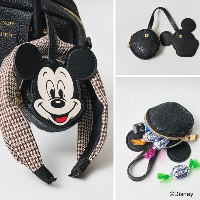 【『YOUNG & OLSEN The DRYGOODS STORE SHOULDER BAG BOOK with Disney MICKEY MOUSE』（宝島社）】フェイスチャームポーチは長めのストラップでバッグに引っ掛けられる仕様