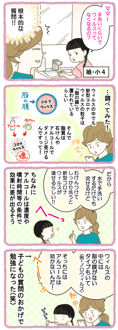 すべてのママに懺悔したい 37話 手洗い 消毒のメカニズムと手作りマスクの注意点 1 2 すべてのママに懺悔したい ハピママ