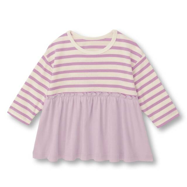 ソフのびドロップショルダーギャザー長袖Ｔシャツ 【ベビー服】｜￥ 990 （税込）