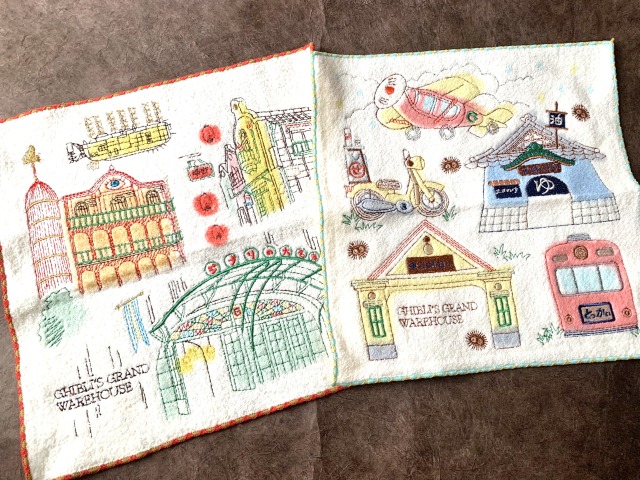 ジブリゆかりの土地などをイメージした「子どもの街」刺繍ハンカチも