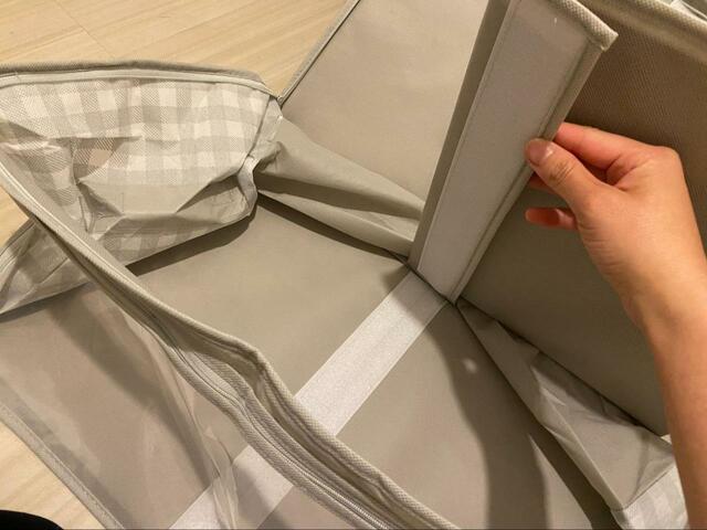 【カインズ　たて・よこ 使える衣類収納袋】仕切りはマジックテープで着脱可能