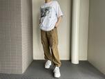 【ワークマン REPAIR-TECH(R)(リペアテック)超軽量カーゴパンツ】白のTシャツと合わせたコーデ