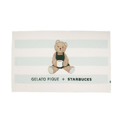スタバジェラートピケ　パウダーベアジャガードボーダーブランケット　11/8限定③ スタバ ジェラピケ パウダーベアジャガードボーダーブランケット