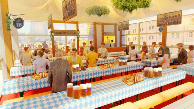 「「ホフブロイ」コンセプトブース イメージ」＜期間：2024年2024年9月27日〜10月14日＞【【横浜赤レンガ倉庫】日本初上陸のドイツビールと本場ドイツフードが味わえる！『横浜オクトーバーフェスト 2024』今年も開催！】