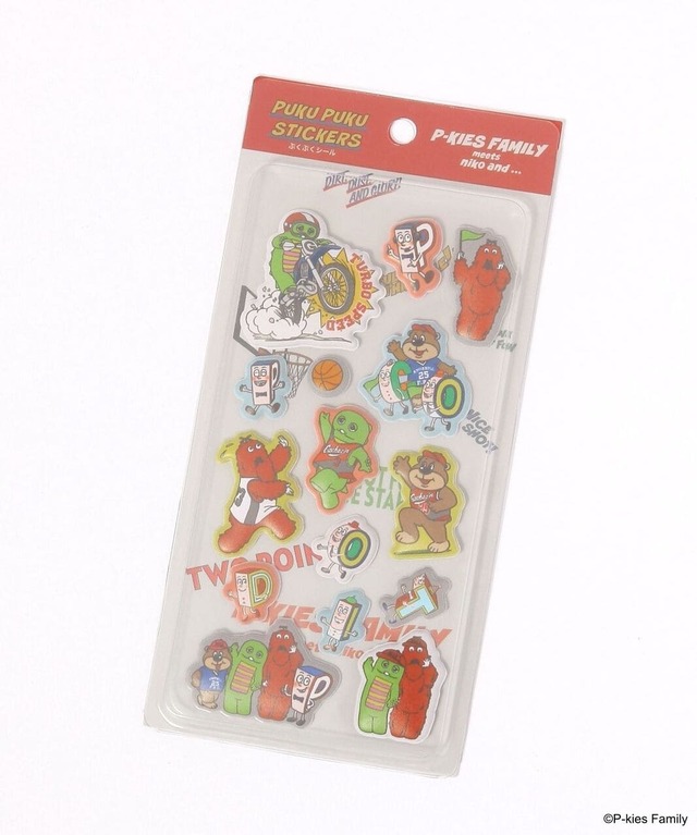 【「niko and ...」×「P-kies Family」】「立体シール」660円/触ると柔らかいぷっくりデザイン