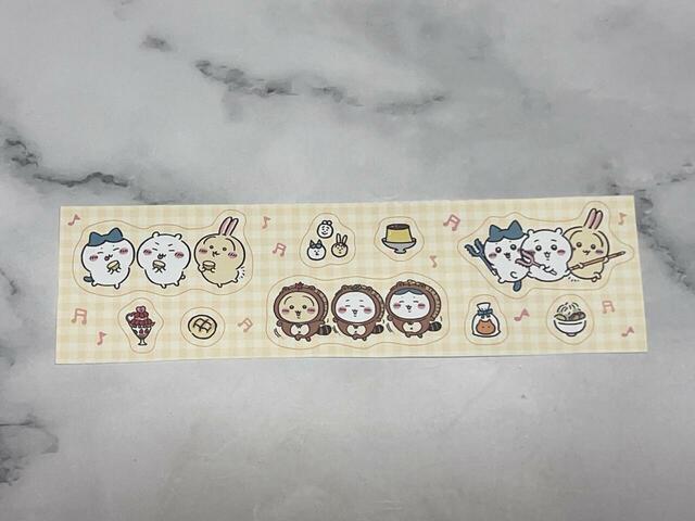【ちいかわシールメーカー】トリオの中での筆者的イチオシ、タヌキになったちいハチうさ。それぞれのキャラの好物もあります！