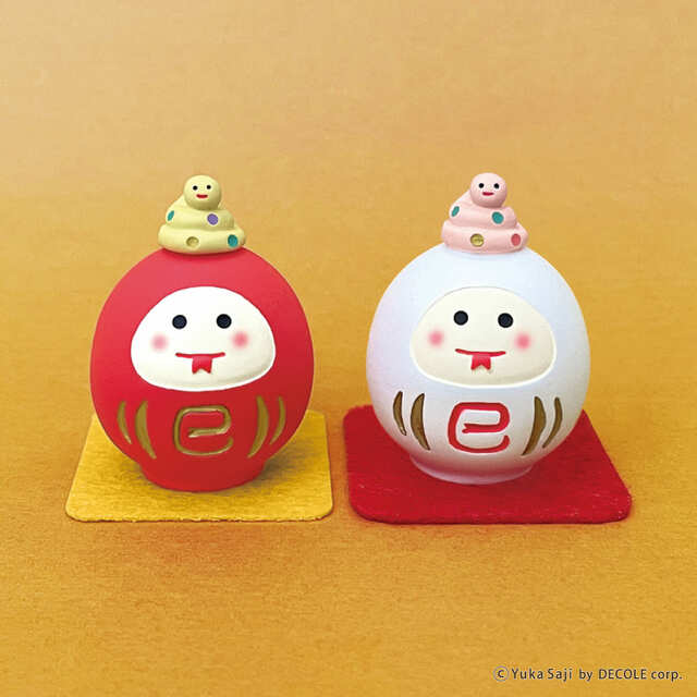 【干支だるま コンコンブル】紅白で揃えて並べるとおめでたいお正月の雰囲気を演出できます