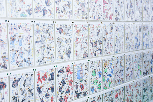 展示されいてる2年間分、288試合のイラスト　写真：©ぴあ／小林裕和
