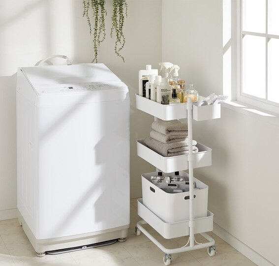 「高さ調節ができるスチールワゴン トロリ3」4,490円（税込）