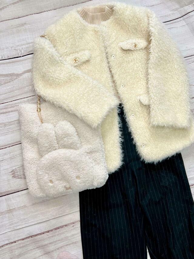 ファーコート＆パンツスタイルコーデに合わせてみました♪