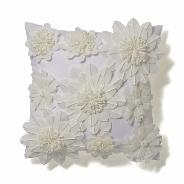 3D フラワー -E-009  クッションカバー ホワイト