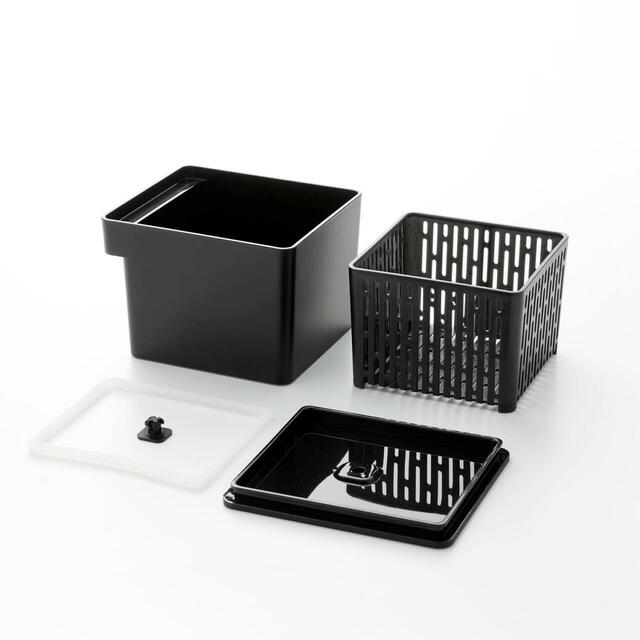 【山崎実業 tower×ベルメゾン】目隠しワゴン電子レンジ・食洗機対応のザル付き保存容器 