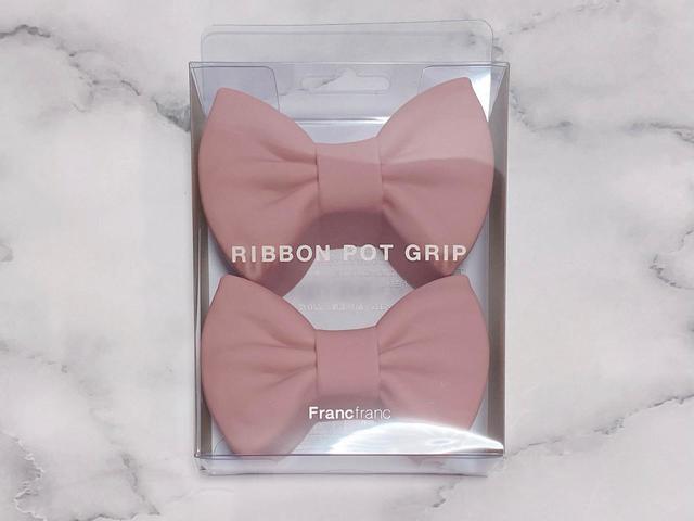 【Francfranc（フランフラン）】リボン なべつかみ 2個セット ライトピンク／税込500円