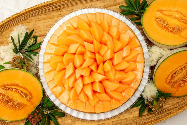 【キル フェ ボン「MELONフェア」】「熊本県産“レノンメロン”のタルト」piece ¥1,490 / whole(17cm) ¥8,197 /whole(25cm) ¥14,904、2026年5月1日(金)～6月中旬予定