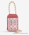 【Cath Kidston × Hello Kitty】マルチショルダーパース Red 11,000円／着脱可能な肩からかけられるチェーンと、ハンドルとして使える大ぶりパールがついた、2WAY仕様