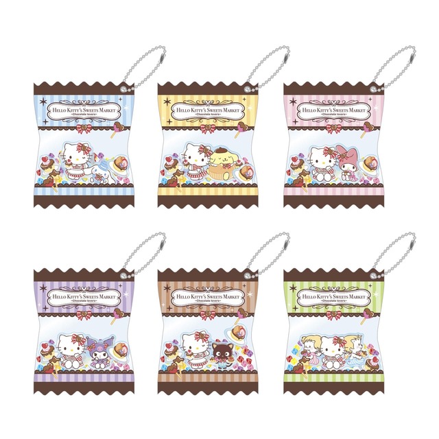 【HELLO KITTY’S SWEETS MARKET -Chocolate lovers-】シャカシャカキーホルダー（全6種）各1,430円