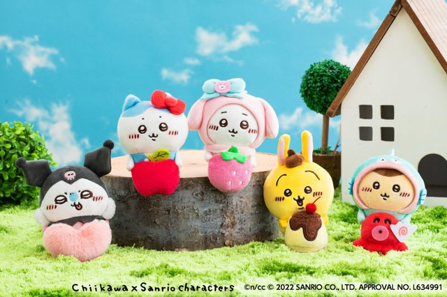 ちいかわ×サンリオキャラクターズ デスクトップから見守るひっかけぬいぐるみ 5種　各1,870円(税込)