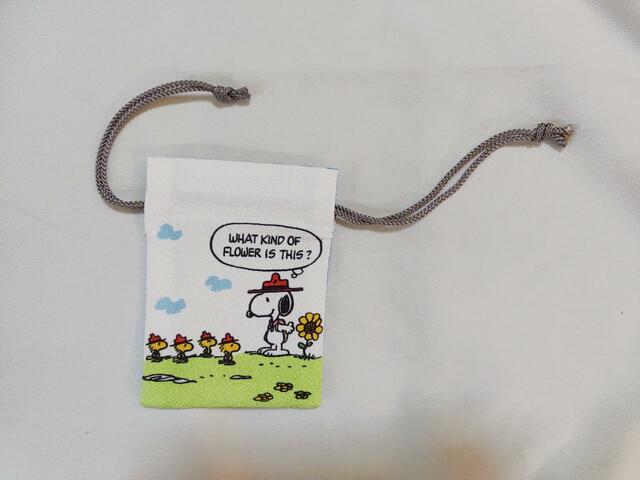 柔らかくて手触りも良好【デコホーム商品】豆巾着(ヒマワリ スヌーピー BS02)価格:499円