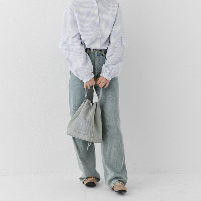 【紀ノ国屋「綿ボンディング保冷巾着バッグ」ライトグレー】毎日のお買い物からランチバッグまで活躍♪