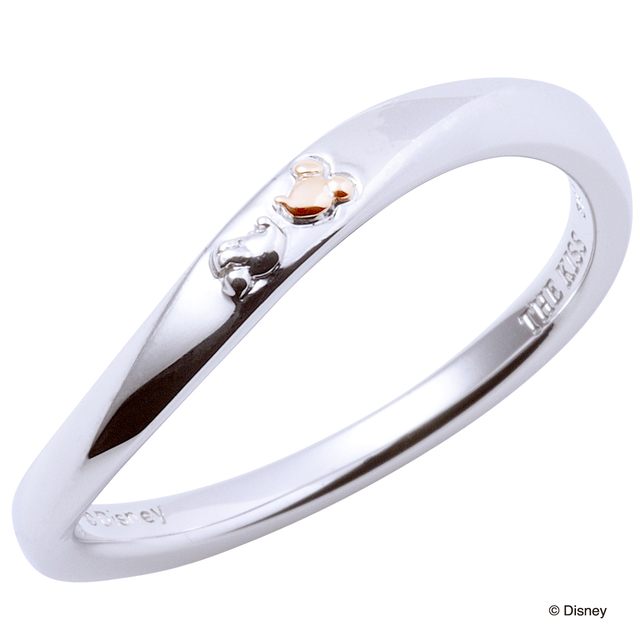 ミッキー（メンズ）とミニー（レディース）が少しづつピンクゴールドに　THE KISSペアリング