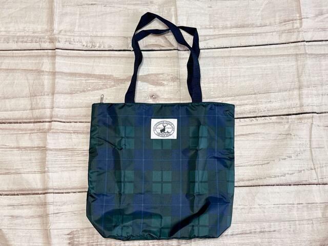 グリーン基調のチェック柄がおしゃれなエコバッグ