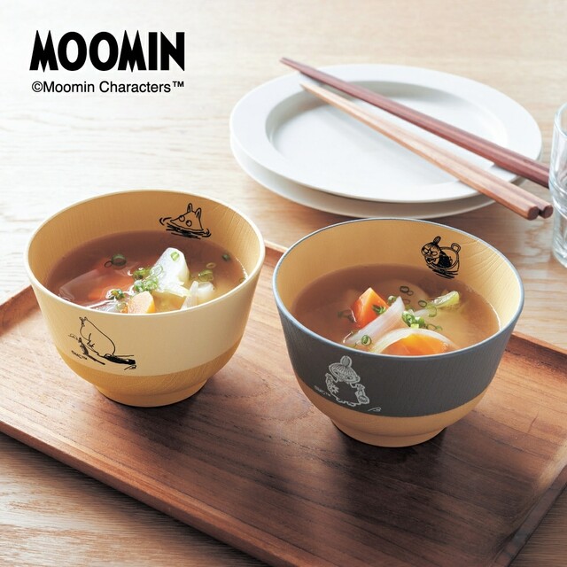 優しい色合いの食洗器対応汁椀2柄セット 「ムーミン」|¥ 2,990 (税込)