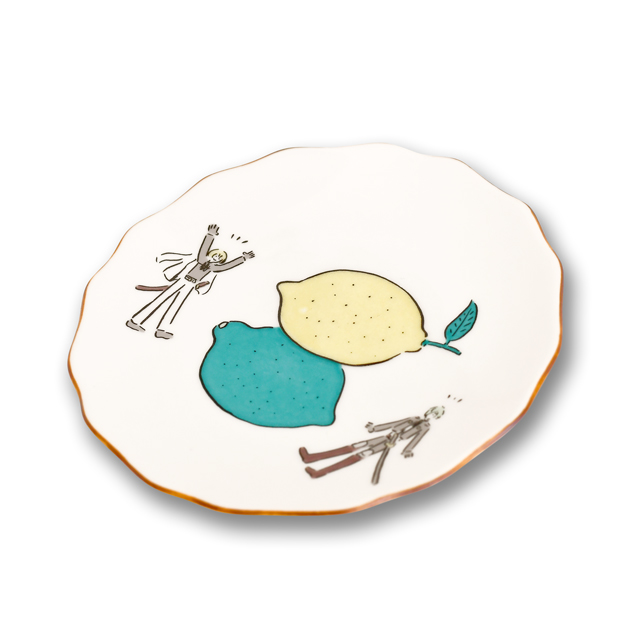 九谷焼 花型皿（髭切・膝丸）