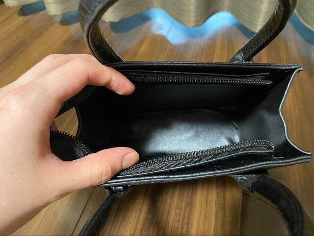 【SHEIN⠀ミニ 鰐エンボス スクエアバッグ】ポケットなしで中身は広々！
