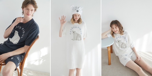 ジャガードシリーズHOMME'スムーズィー'シロクマジャガードプルオーバー ¥8,690HOMME'スムーズィー'ロゴジャガードハーフパンツ ¥6,160カラー:ネイビーサイズ:フリー'スムーズィー'シロクマジャガードワンピース ¥10,780カラー:オフホワイト/ネイビーサイズ:フリーシロクマ吸水キャップ ¥2,970'スムーズィー'シロクマジャガードプルオーバー ¥8,140'スムーズィー'ロゴジャガードハーフパンツ ¥6,820カラー:オフホワイト/ネイビーサイズ:フリー