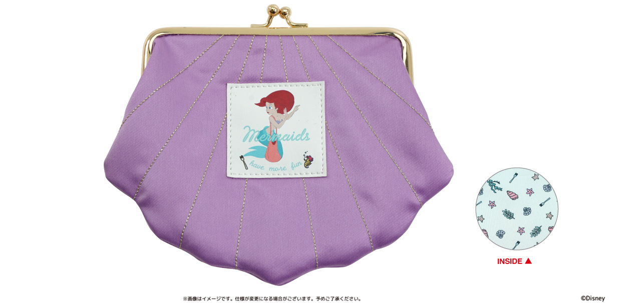 ディズニープリンセス】涼しげな「アリエル」の“がま口ポーチ＆エコ