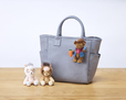 キャンバストートバッグ(ブルーグレー)と干支ミニテディ(午年)