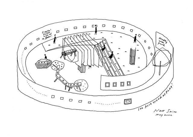 「クマのプーさん」展　展示プランのスケッチ、齋藤名穂