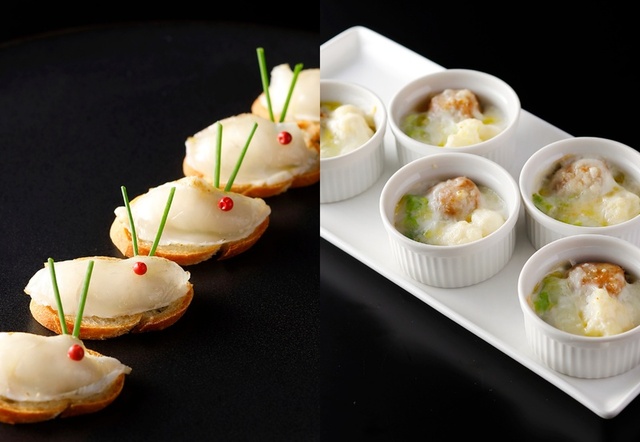 2月限定メニュー「ふぐ刺しとブランダードのタパス」「炭治郎 試練の岩（ポルペッティーニと白菜のグラタン）」