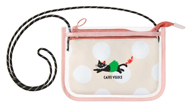 【黒ねこサマーバッグ2024】サコッシュポーチ（縦16cm×横22.5cm×紐1m10cm）そのままでも、中のポーチだけでも使用できる2Way仕様♪