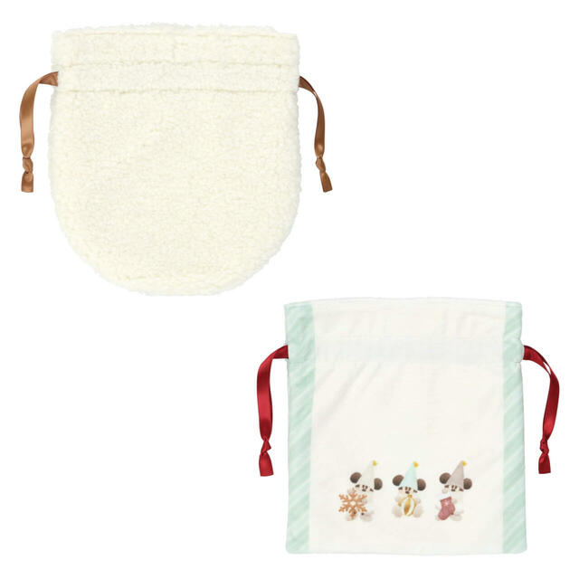 きんちゃくセット 2,400円｜東京ディズニーリゾート「ディズニー・クリスマス」スペシャルグッズ｜販売店舗：東京ディズニーランド「ディズニー＆カンパニー」、東京ディズニーシー「エンポーリオ」｜発売日：2025年11月10日（月）