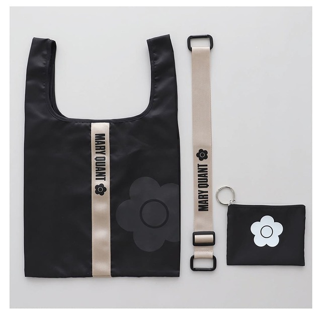 【マリークヮント 新柄エコバッグ】ブラックとベージュの2色展開。さまざまなコーディネートになじみます