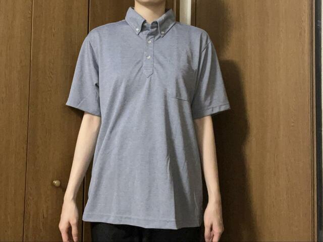 【ワークマン　ゼロクリア(R)ボタンダウン 半袖ポロシャツ】身長170cm・ Lサイズ着用。ゆとりのあるサイズ感です